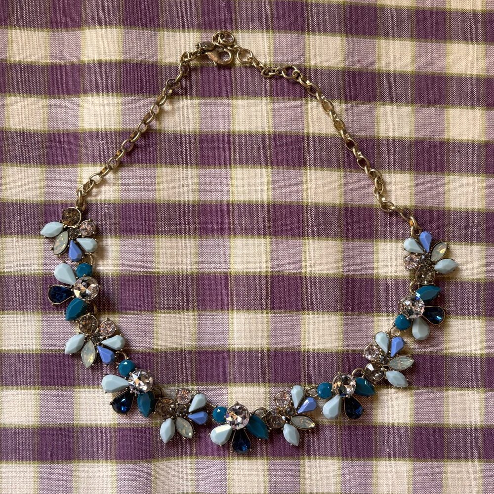 STORE CLOSING MARCH 30! NWOT J CREW Mixed Gemstones Flower Necklace teal